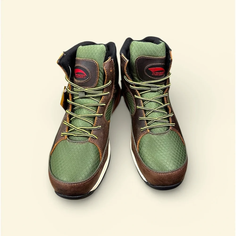 Avenger NWB Work Boots A7700 Medium Edge Mid Waterproof Leather Green Brown SZ10